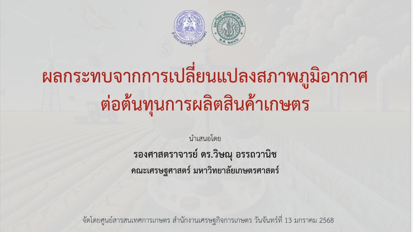 รูปประกอบผลกระทบจากการเปลี่ยนแปลงสภาพภูมิอากาศ ต่อต้นทุนการผลิตสินค้าเกษตร